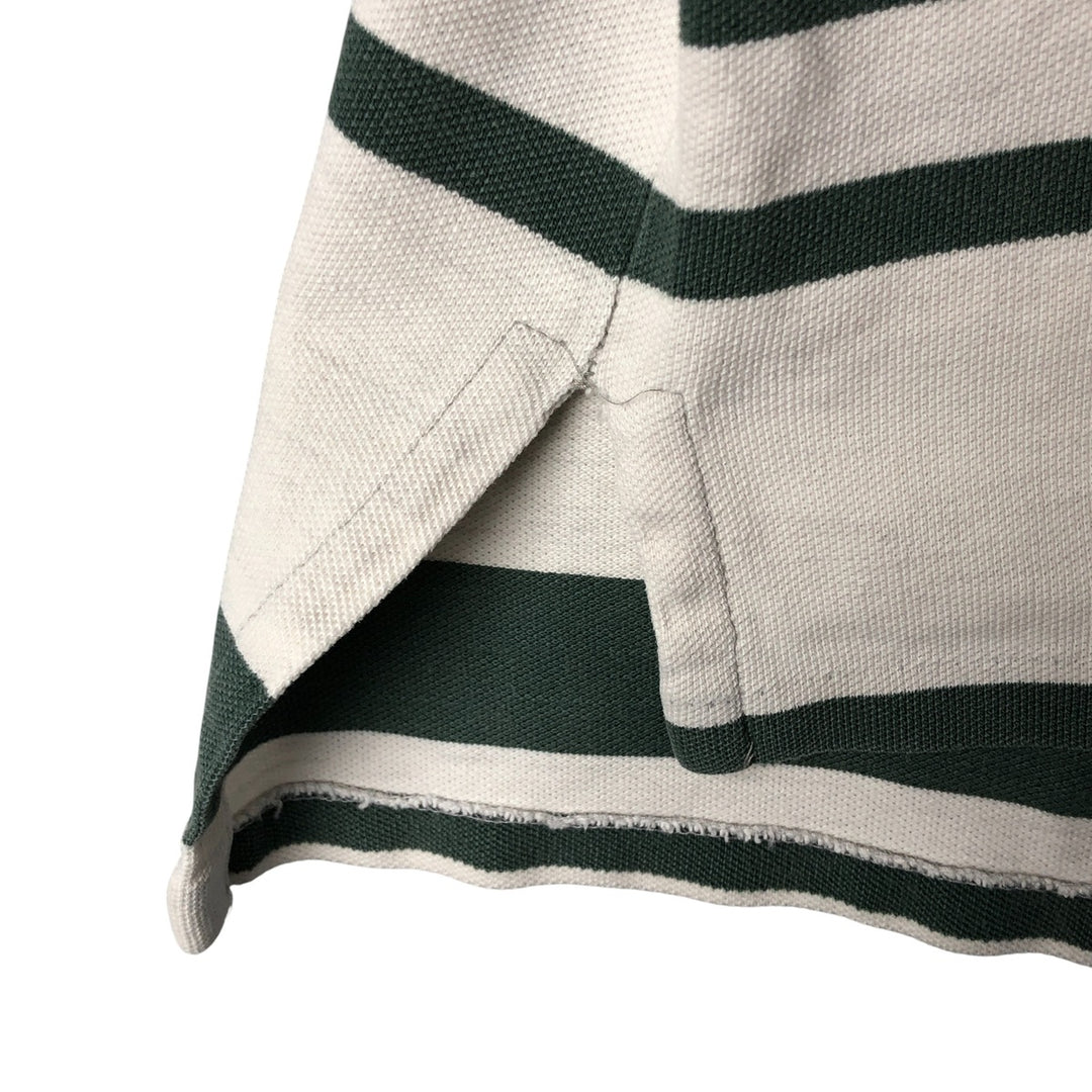 Vintage 90'S Ralph Lauren POLO by Ralph Lauren long-sleeved striped polo shirt, Made in USA, Men's XL cotton white type Vintage Second Hand