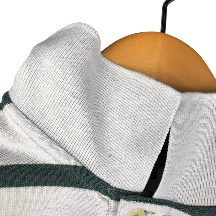 Vintage 90'S Ralph Lauren POLO by Ralph Lauren long-sleeved striped polo shirt, Made in USA, Men's XL cotton white type Vintage Second Hand