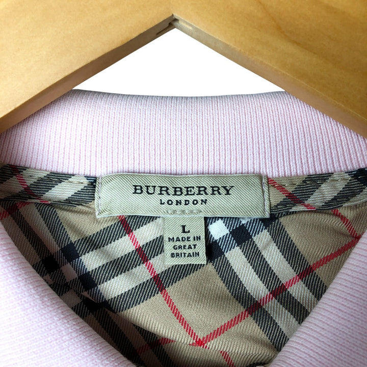 Burberry's BURBERRY LONDON long-sleeved polo shirt, made in the UK, men's size L cotton pink type Vintage Second Hand