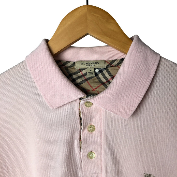 Burberry's BURBERRY LONDON long-sleeved polo shirt, made in the UK, men's size L cotton pink type Vintage Second Hand