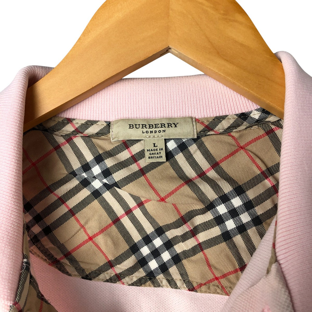 Burberry's BURBERRY LONDON long-sleeved polo shirt, made in the UK, men's size L cotton pink type Vintage Second Hand