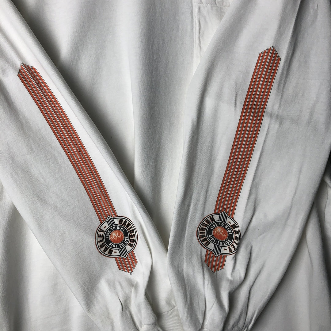 00'S Harley-Davidson Long Sleeve T-Shirt Made in USA Men's XL cotton white type Vintage Second Hand