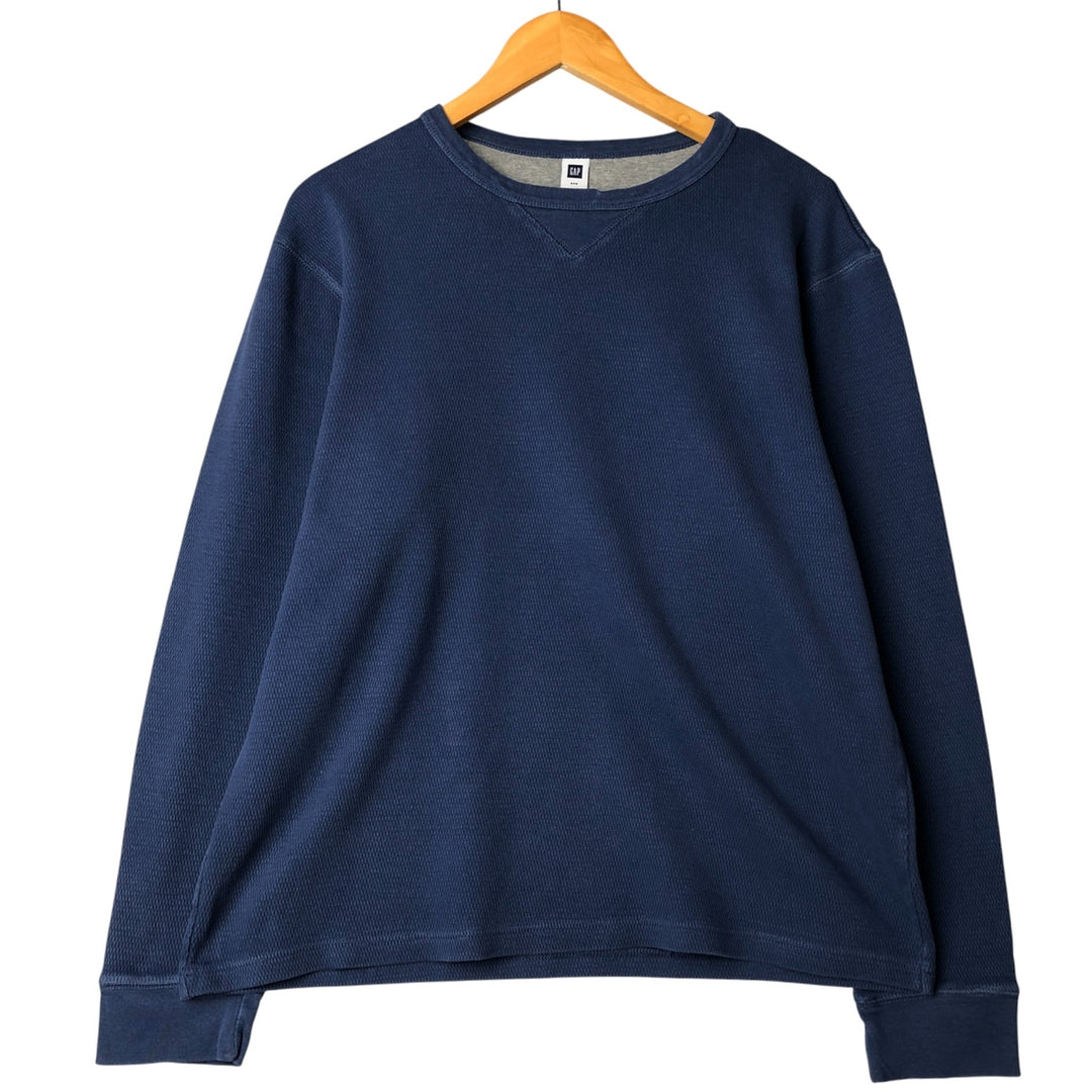 GAP Thermallon T-shirt, Honeycomb, Men's L size cotton blue type Vintage Second Hand