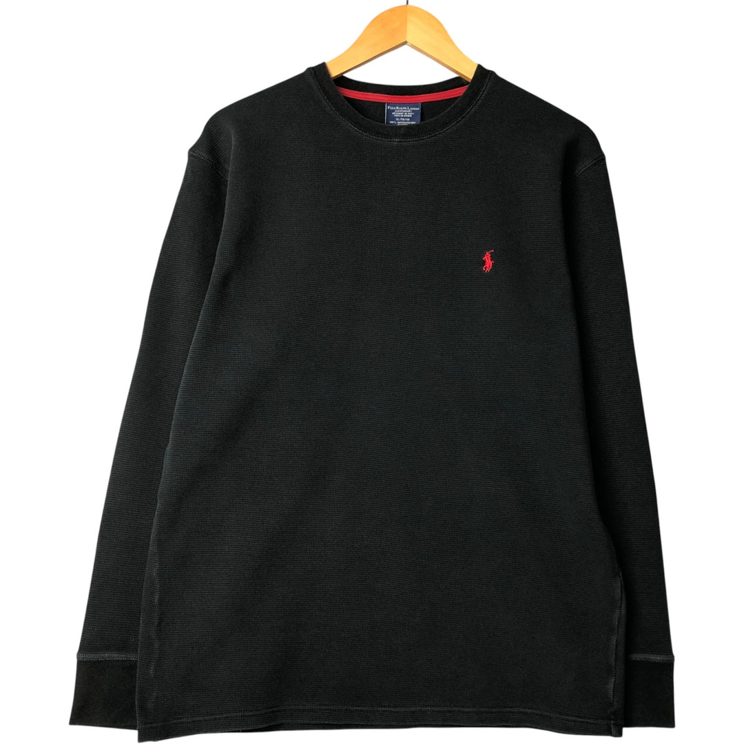 Ralph Lauren POLO RALPH LAUREN SLEEPWEAR Thermal Long T-shirt Waffle Men's XL cotton black type Vintage Second Hand