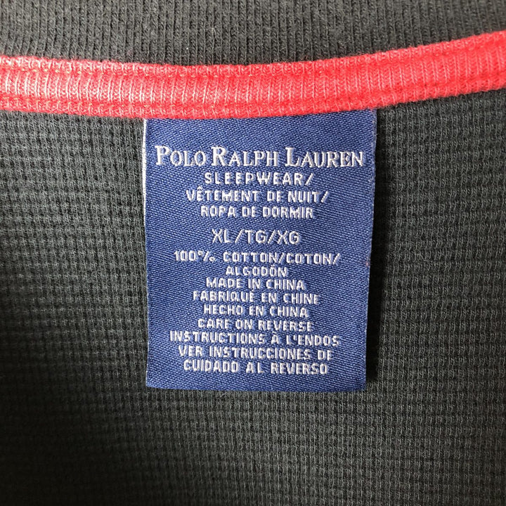 Ralph Lauren POLO RALPH LAUREN SLEEPWEAR Thermal Long T-shirt Waffle Men's XL cotton black type Vintage Second Hand