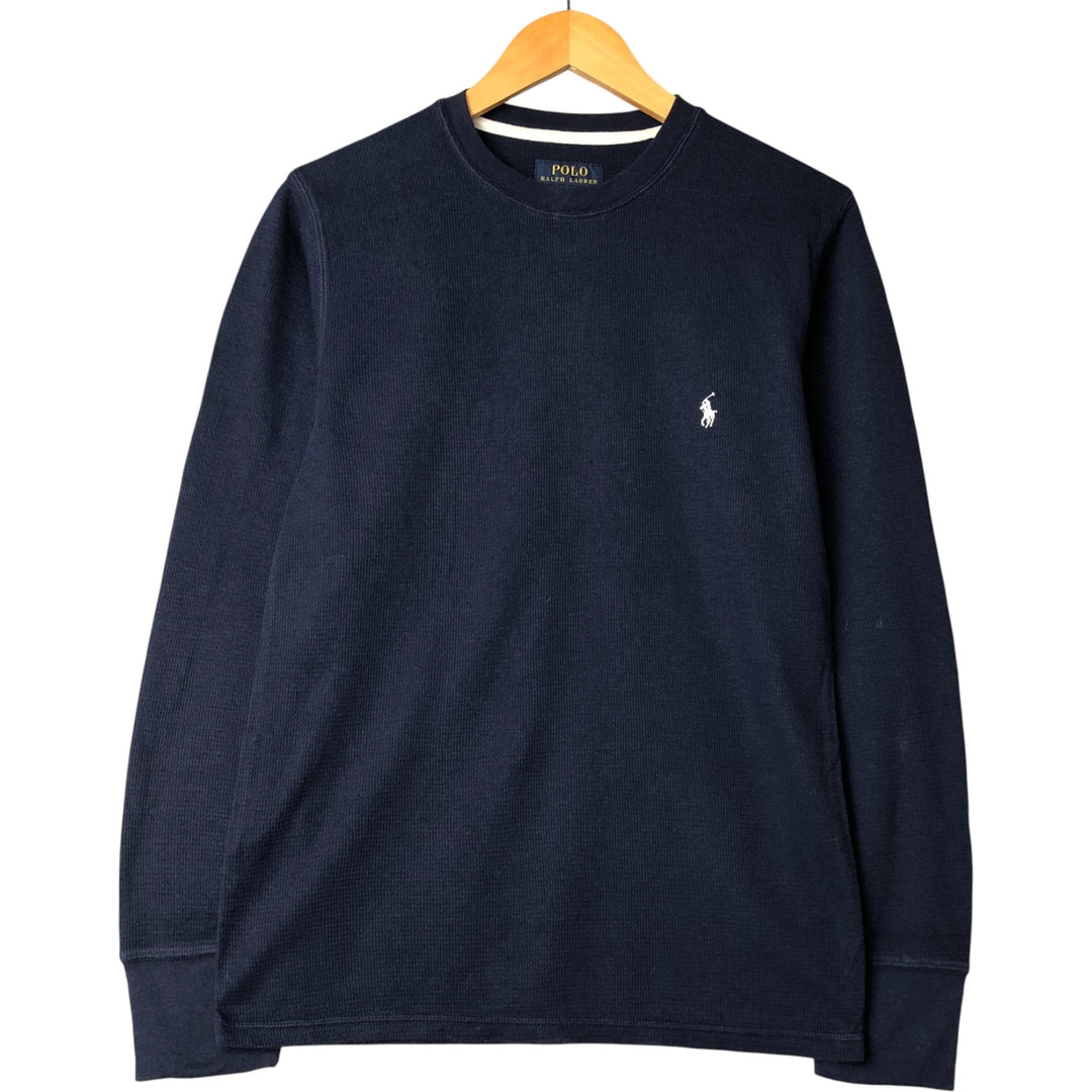 Ralph Lauren POLO RALPH LAUREN SLEEPWEAR Thermal Long T-Shirt, Honeycomb, Men's Size M cotton navy blue type Vintage Second Hand