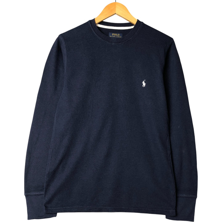 Ralph Lauren POLO RALPH LAUREN SLEEPWEAR Thermal Long T-Shirt, Honeycomb, Men's Size M cotton navy blue type Vintage Second Hand