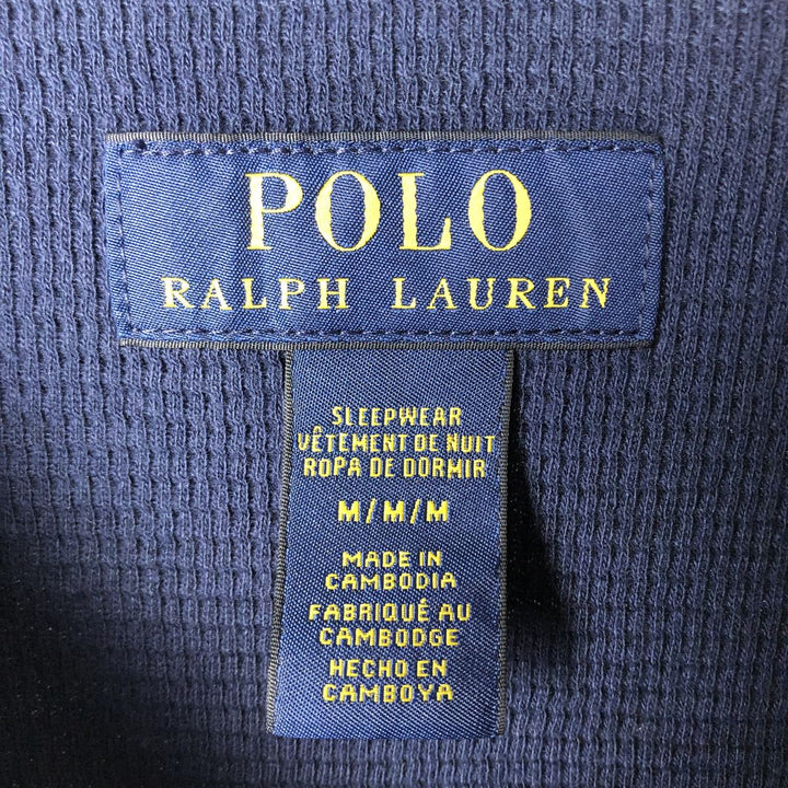 Ralph Lauren POLO RALPH LAUREN SLEEPWEAR Thermal Long T-Shirt, Honeycomb, Men's Size M cotton navy blue type Vintage Second Hand