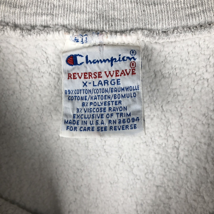 90'S Champion Reverse Weave Embroidered Tag One Point Logo Sweatshirt Trainer Made in USA Men's XL cotton gray type Vintage Second Hand
