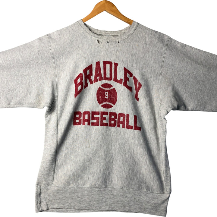 90'S Champion Reverse Weave College Sweatshirt with Embroidered Tag and Triple Print, Made in USA, Men's Size XL cotton gray type Vintage Second Hand