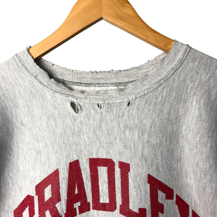 90'S Champion Reverse Weave College Sweatshirt with Embroidered Tag and Triple Print, Made in USA, Men's Size XL cotton gray type Vintage Second Hand