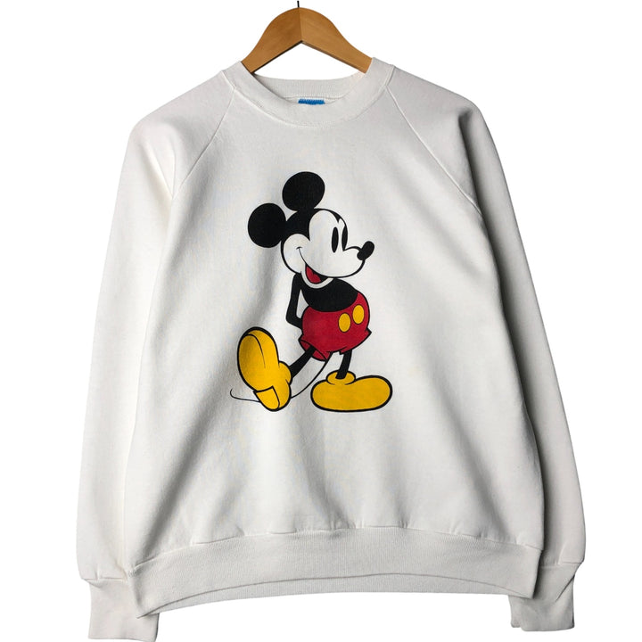 80'S Disney Mickey Mouse character sweatshirt, made in USA, men's size L, vintage cotton white type Vintage Second Hand