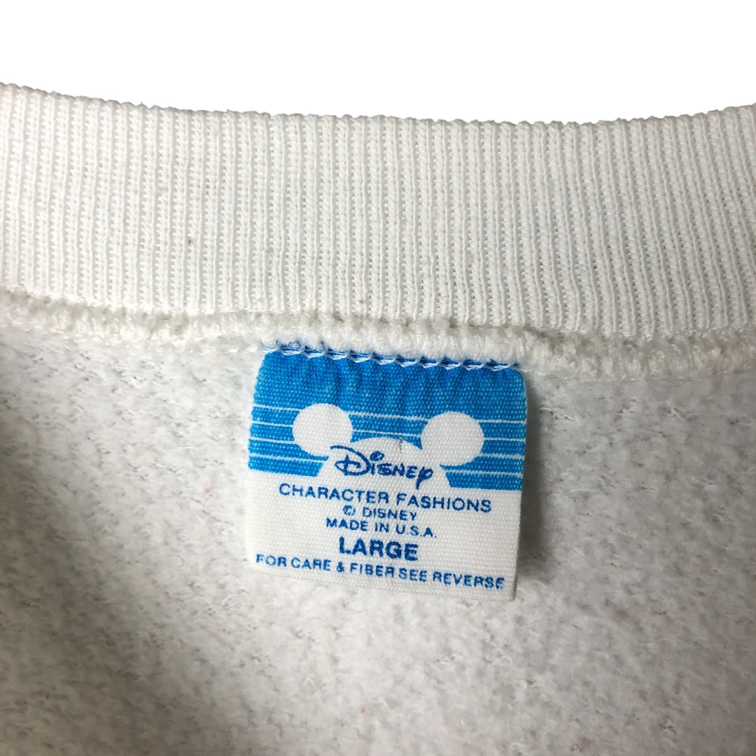 80'S Disney Mickey Mouse character sweatshirt, made in USA, men's size L, vintage cotton white type Vintage Second Hand
