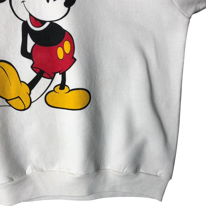 80'S Disney Mickey Mouse character sweatshirt, made in USA, men's size L, vintage cotton white type Vintage Second Hand