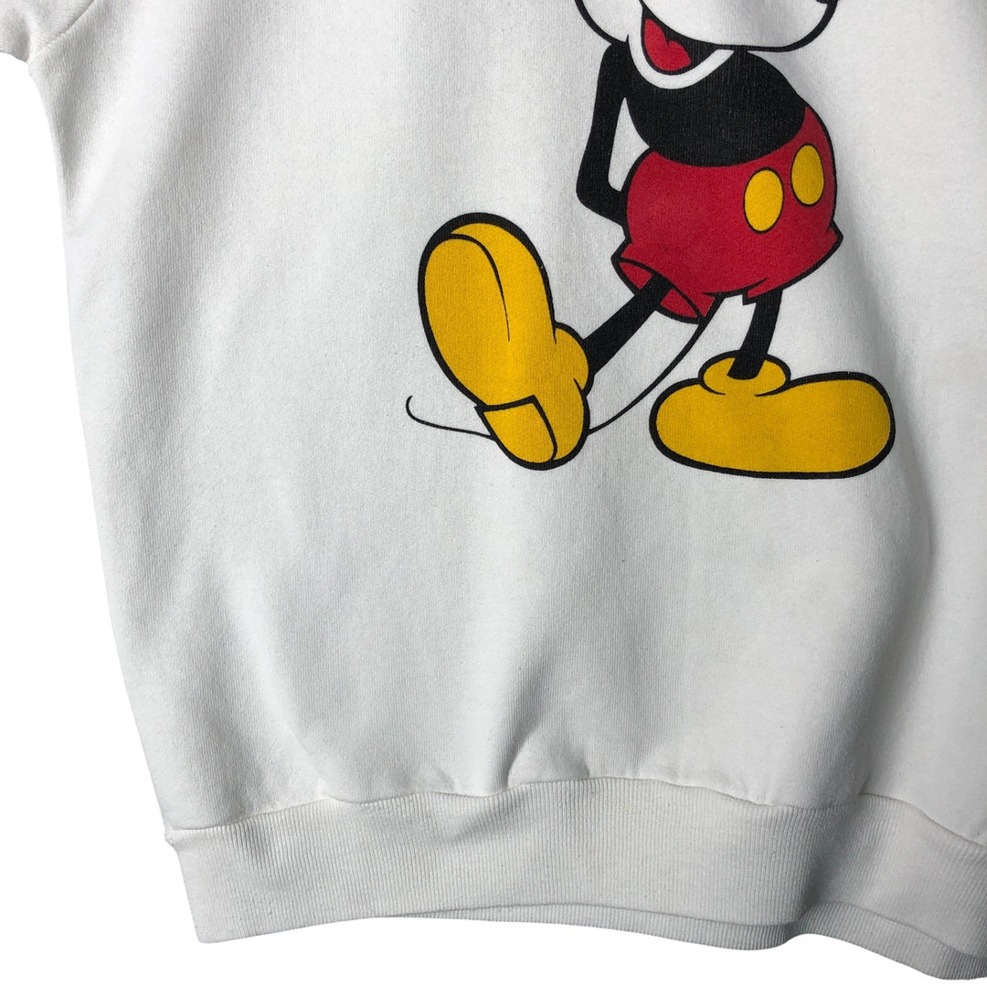80'S Disney Mickey Mouse character sweatshirt, made in USA, men's size L, vintage cotton white type Vintage Second Hand