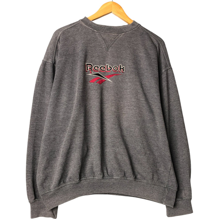 90'S Reebok Logo Sweatshirt, Men's XL Size Vintage cotton Charcoal Vintage Second Hand