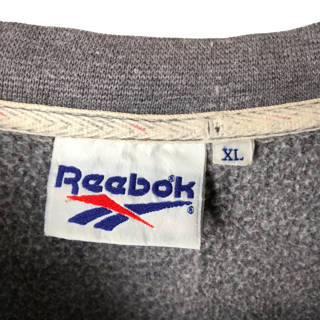 90'S Reebok Logo Sweatshirt, Men's XL Size Vintage cotton Charcoal Vintage Second Hand