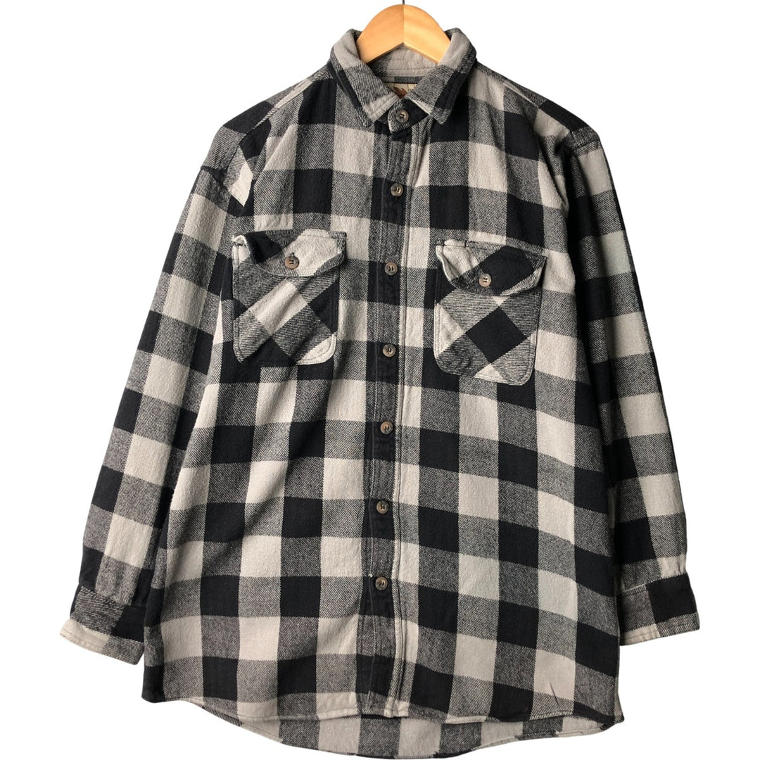90'S - Vintage FIELDN' FOREST Buffalo Check Long Sleeve Flannel Check Shirt, Men's Size L cotton gray type Vintage Second Hand