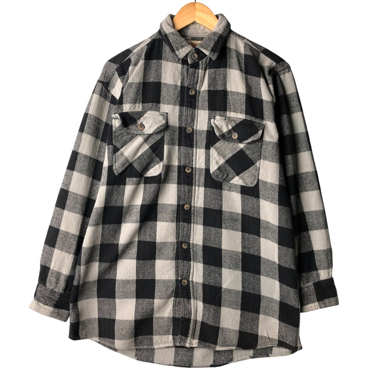 90'S - Vintage FIELDN' FOREST Buffalo Check Long Sleeve Flannel Check Shirt, Men's Size L cotton gray type Vintage Second Hand