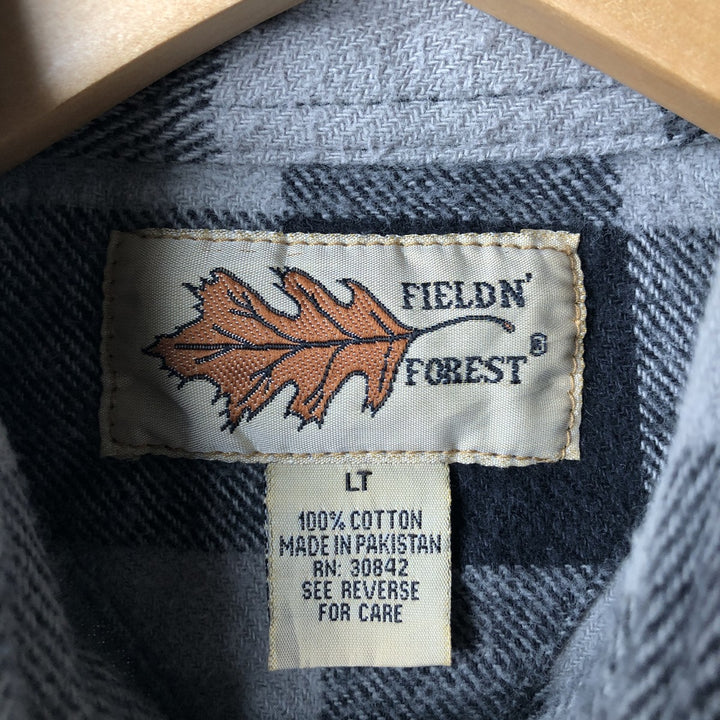 90'S - Vintage FIELDN' FOREST Buffalo Check Long Sleeve Flannel Check Shirt, Men's Size L cotton gray type Vintage Second Hand