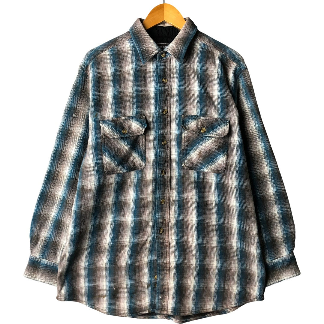 Vintage 90'S David Taylor ombré check long-sleeve flannel shirt, size L, men's cotton Blue type light blue Vintage Second Hand