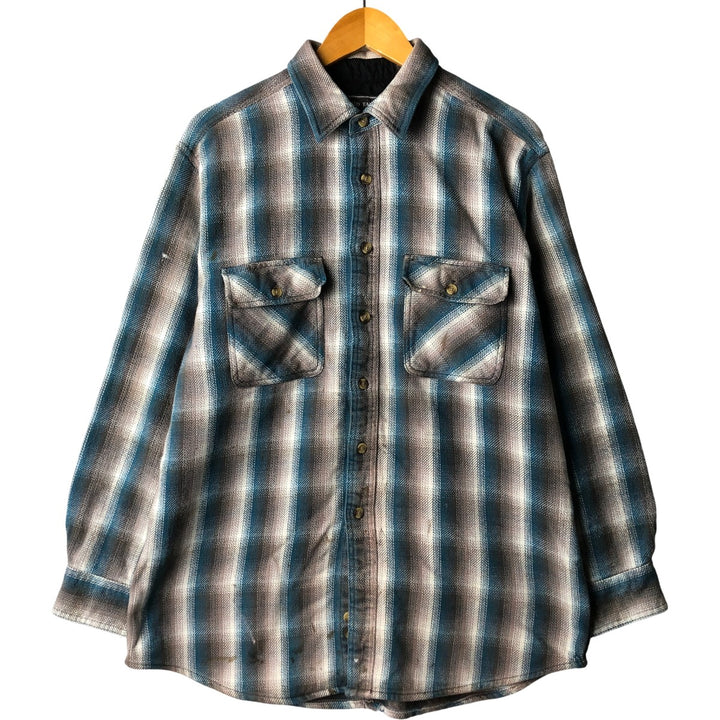 Vintage 90'S David Taylor ombré check long-sleeve flannel shirt, size L, men's cotton Blue type light blue Vintage Second Hand
