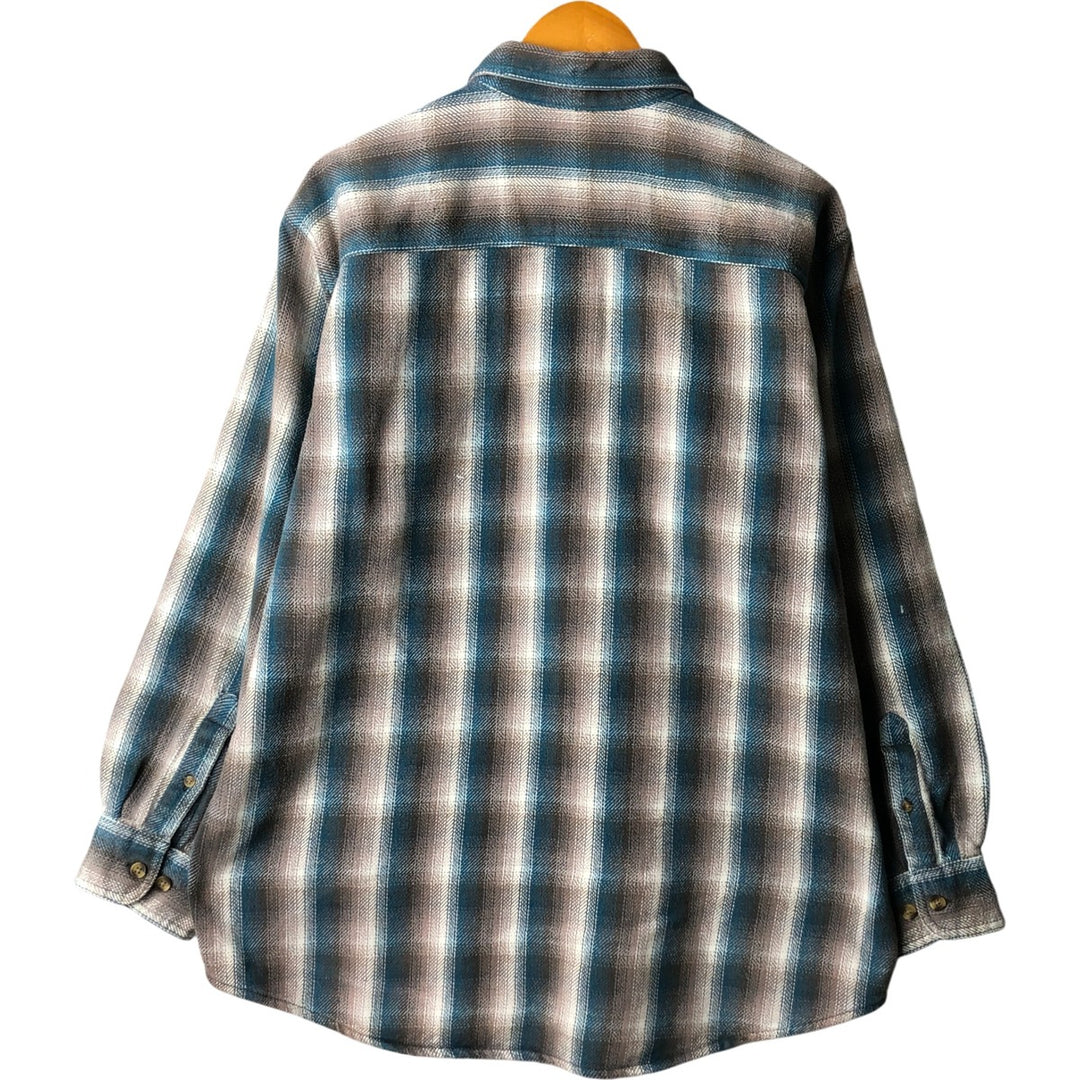 Vintage 90'S David Taylor ombré check long-sleeve flannel shirt, size L, men's cotton Blue type light blue Vintage Second Hand
