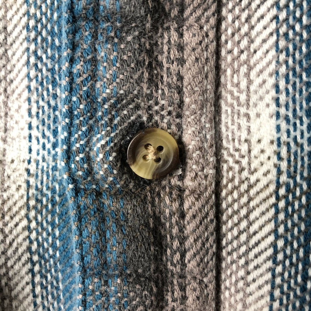 Vintage 90'S David Taylor ombré check long-sleeve flannel shirt, size L, men's cotton Blue type light blue Vintage Second Hand