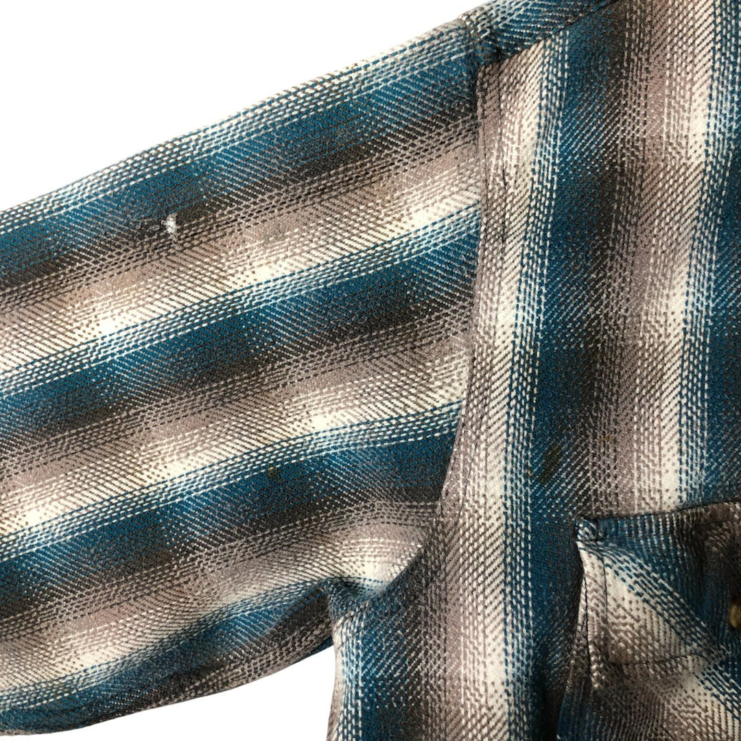 Vintage 90'S David Taylor ombré check long-sleeve flannel shirt, size L, men's cotton Blue type light blue Vintage Second Hand