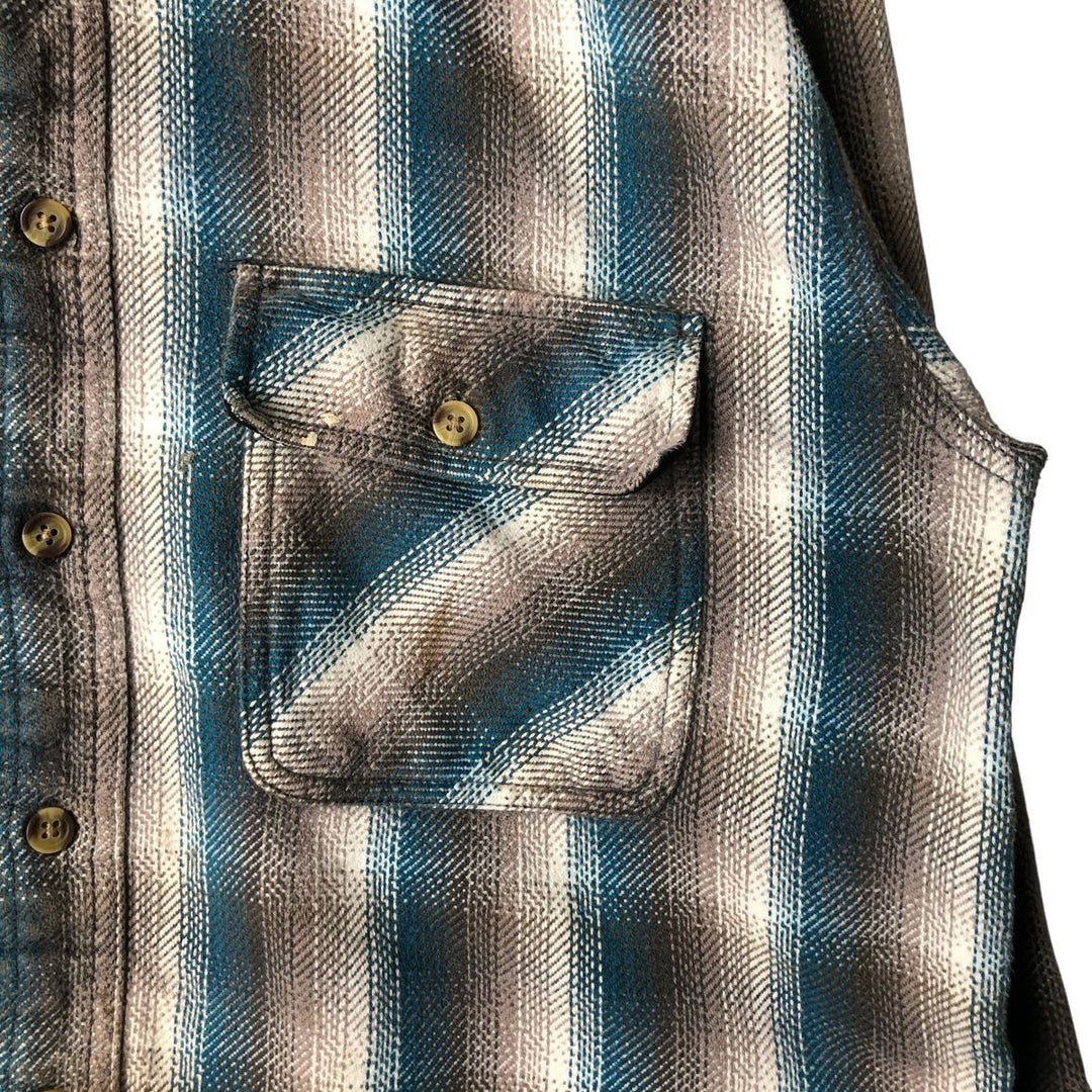 Vintage 90'S David Taylor ombré check long-sleeve flannel shirt, size L, men's cotton Blue type light blue Vintage Second Hand