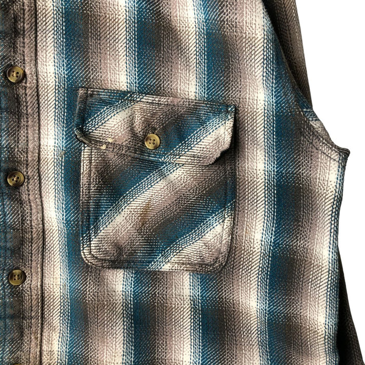 Vintage 90'S David Taylor ombré check long-sleeve flannel shirt, size L, men's cotton Blue type light blue Vintage Second Hand