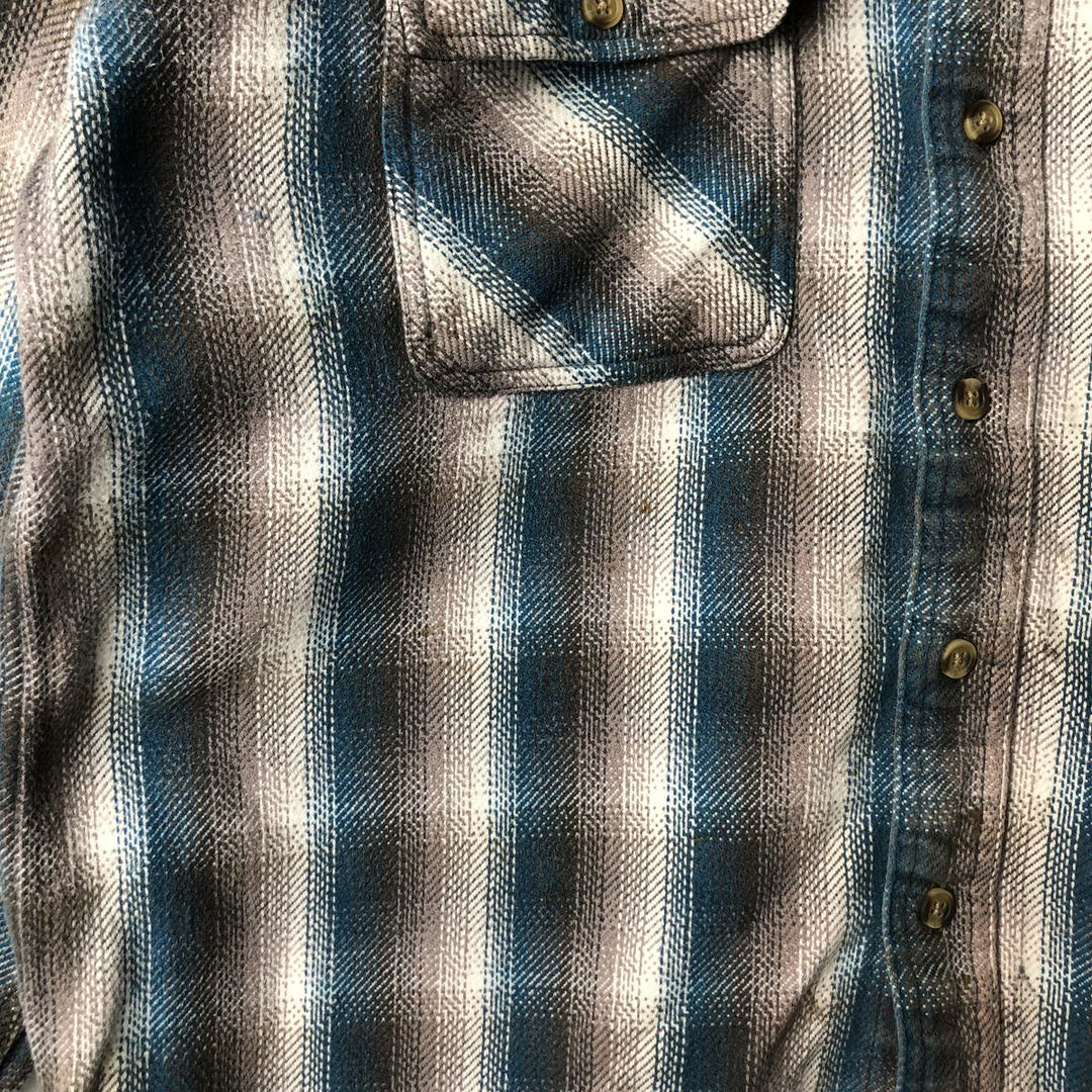 Vintage 90'S David Taylor ombré check long-sleeve flannel shirt, size L, men's cotton Blue type light blue Vintage Second Hand