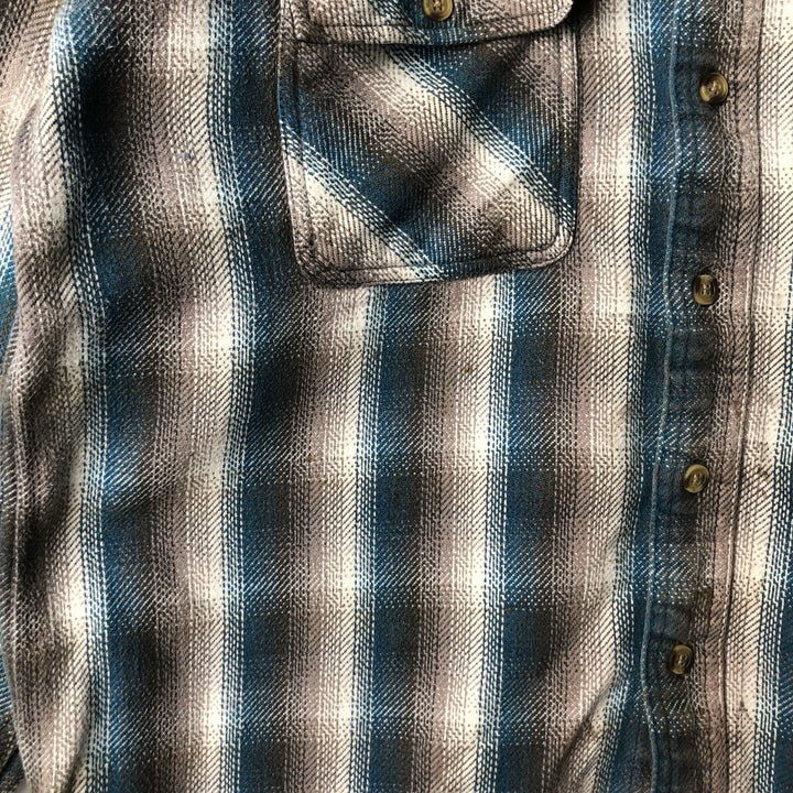 Vintage 90'S David Taylor ombré check long-sleeve flannel shirt, size L, men's cotton Blue type light blue Vintage Second Hand