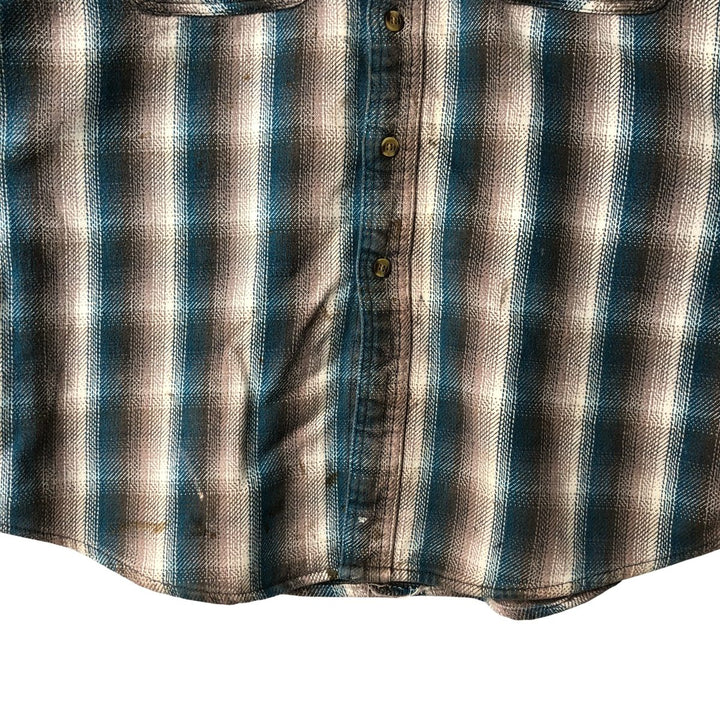 Vintage 90'S David Taylor ombré check long-sleeve flannel shirt, size L, men's cotton Blue type light blue Vintage Second Hand