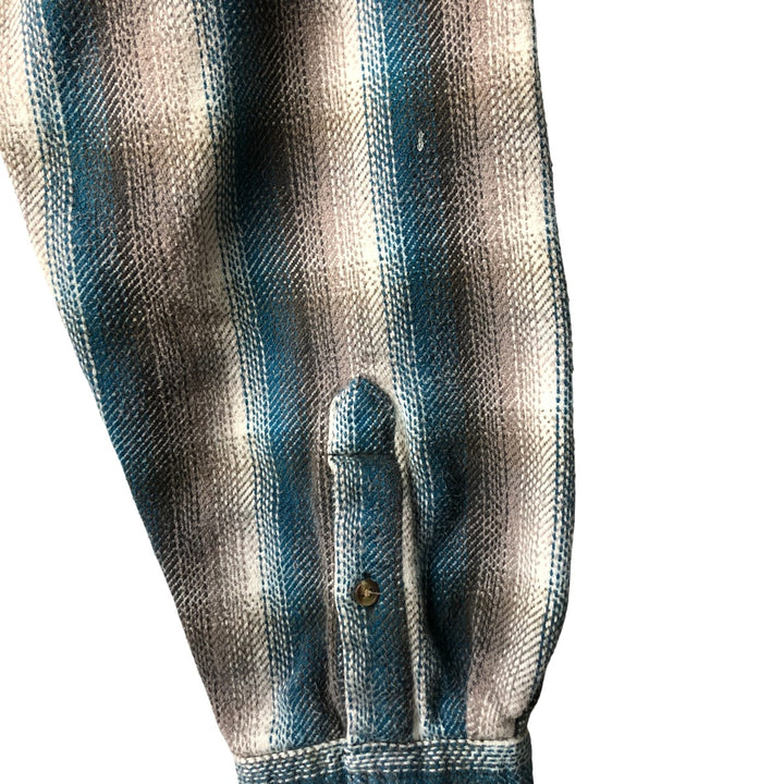 Vintage 90'S David Taylor ombré check long-sleeve flannel shirt, size L, men's cotton Blue type light blue Vintage Second Hand