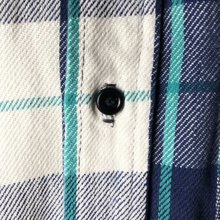 Vintage 70s-80'S Five Brother long-sleeved flannel plaid shirt, made in the USA, men's size XL unclear Navy blue Vintage Second Hand