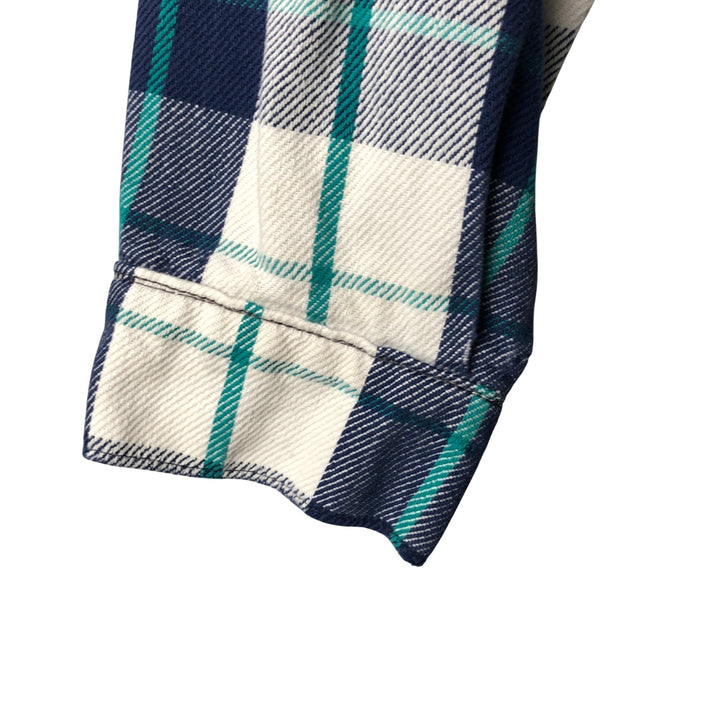 Vintage 70s-80'S Five Brother long-sleeved flannel plaid shirt, made in the USA, men's size XL unclear Navy blue Vintage Second Hand