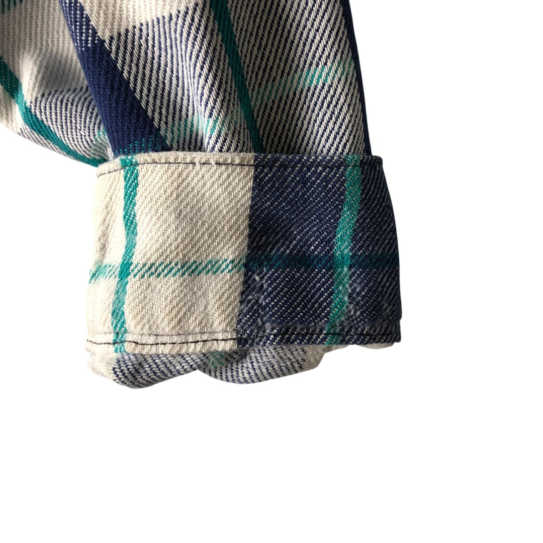 Vintage 70s-80'S Five Brother long-sleeved flannel plaid shirt, made in the USA, men's size XL unclear Navy blue Vintage Second Hand
