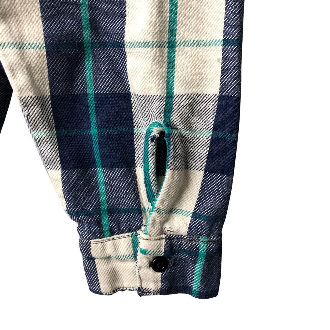 Vintage 70s-80'S Five Brother long-sleeved flannel plaid shirt, made in the USA, men's size XL unclear Navy blue Vintage Second Hand