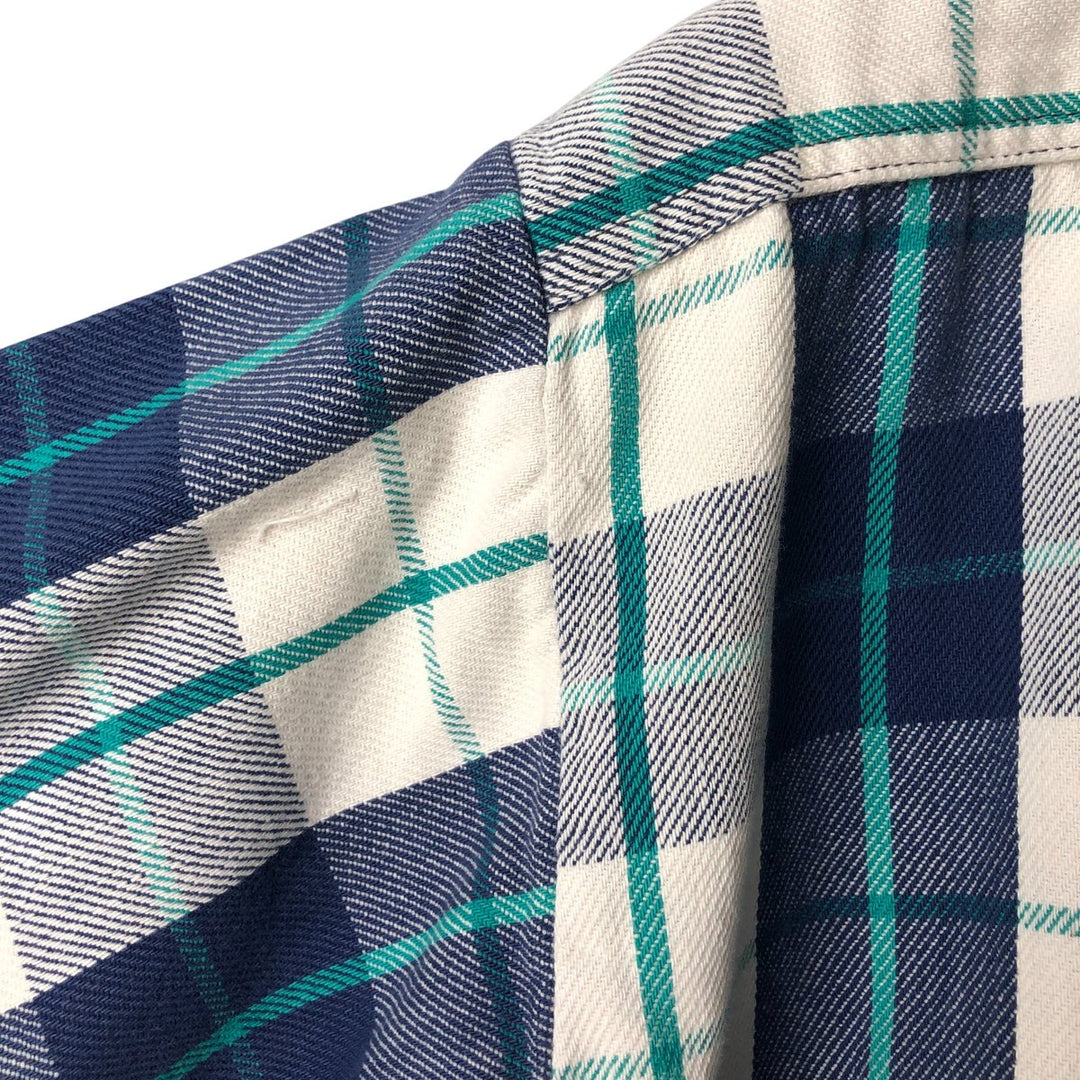 Vintage 70s-80'S Five Brother long-sleeved flannel plaid shirt, made in the USA, men's size XL unclear Navy blue Vintage Second Hand