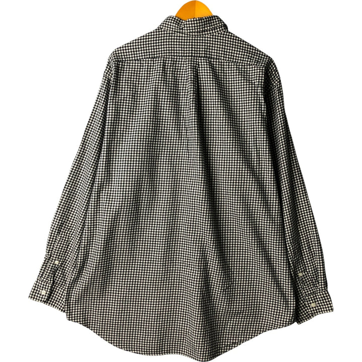 Ralph Lauren Classic Fit Gingham Check Long Sleeve Button-Down Light Flannel Check Shirt cotton white type Vintage Second Hand