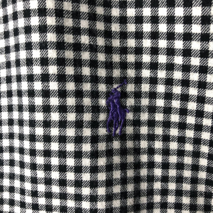 Ralph Lauren Classic Fit Gingham Check Long Sleeve Button-Down Light Flannel Check Shirt cotton white type Vintage Second Hand