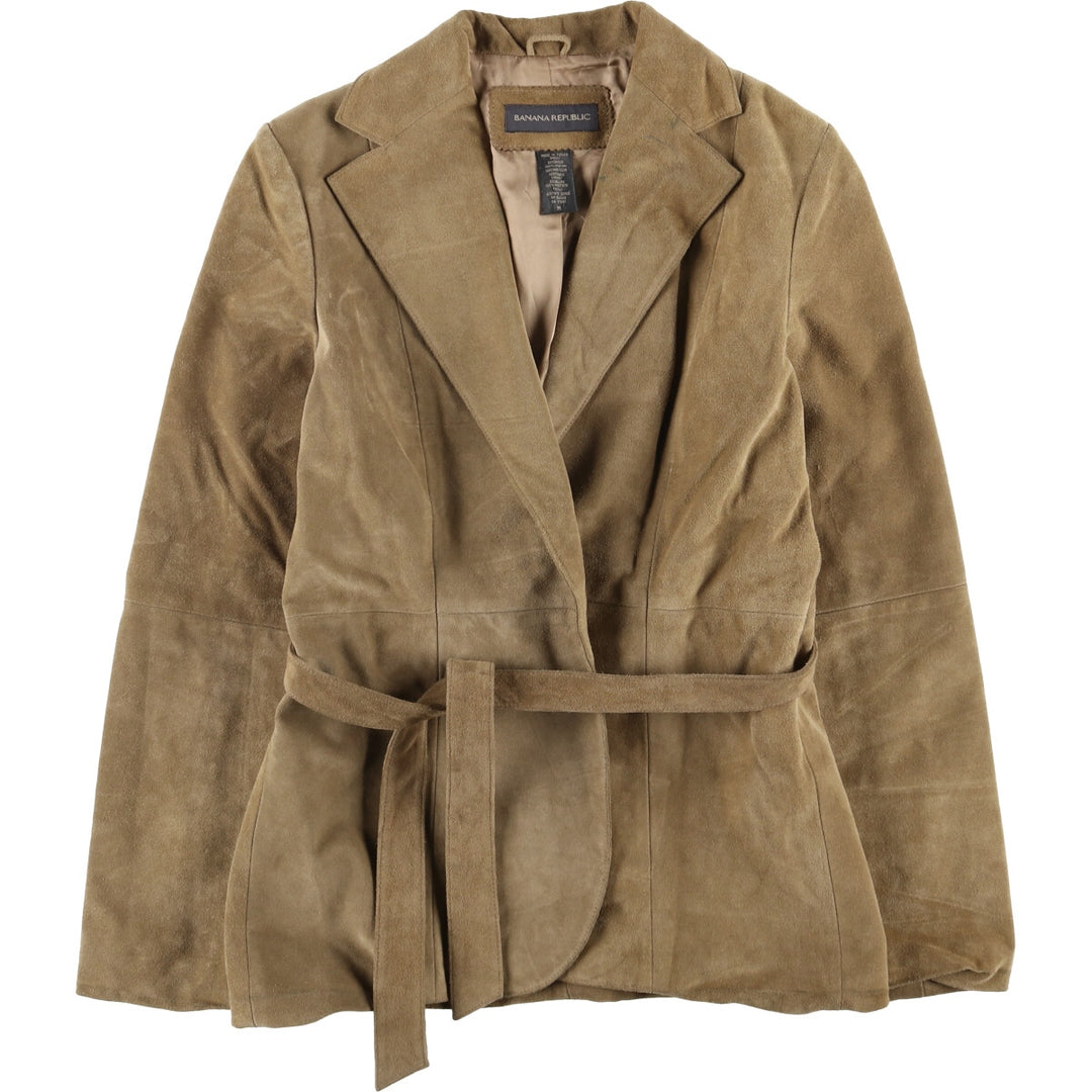 2000'S Banana Republic suede leather jacket, women's size M Genuine suede leather Beige type Vintage Second Hand