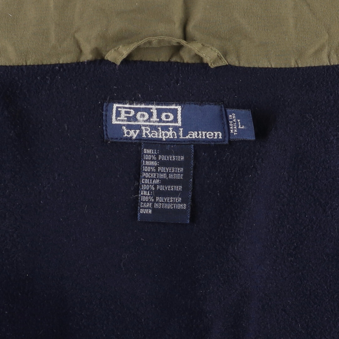 Ralph Lauren POLO by Ralph Lauren padded puffer jacket, men's size L polyester Khaki type Vintage Second Hand