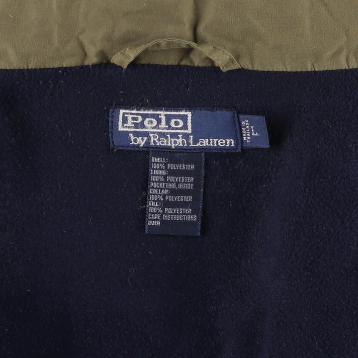 Ralph Lauren POLO by Ralph Lauren padded puffer jacket, men's size L polyester Khaki type Vintage Second Hand