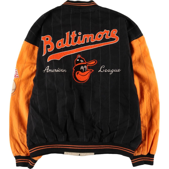 MIRAGE MLB Baltimore Orioles Stars and Stripes Stripe Ramie and Cotton Blouson, Men's, Size XL, Vintage Lamy black type Vintage Second Hand