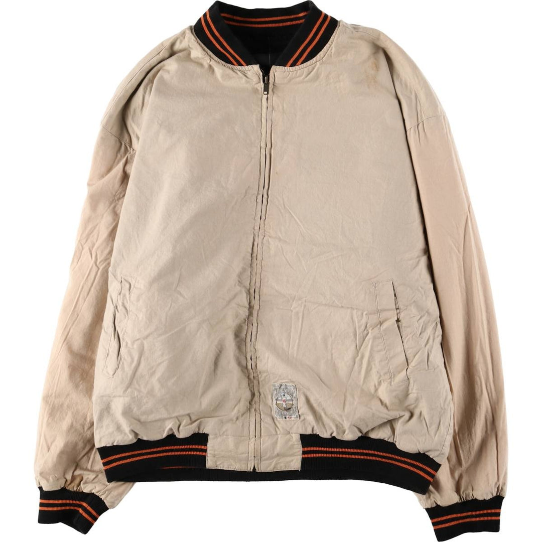 MIRAGE MLB Baltimore Orioles Stars and Stripes Stripe Ramie and Cotton Blouson, Men's, Size XL, Vintage Lamy black type Vintage Second Hand