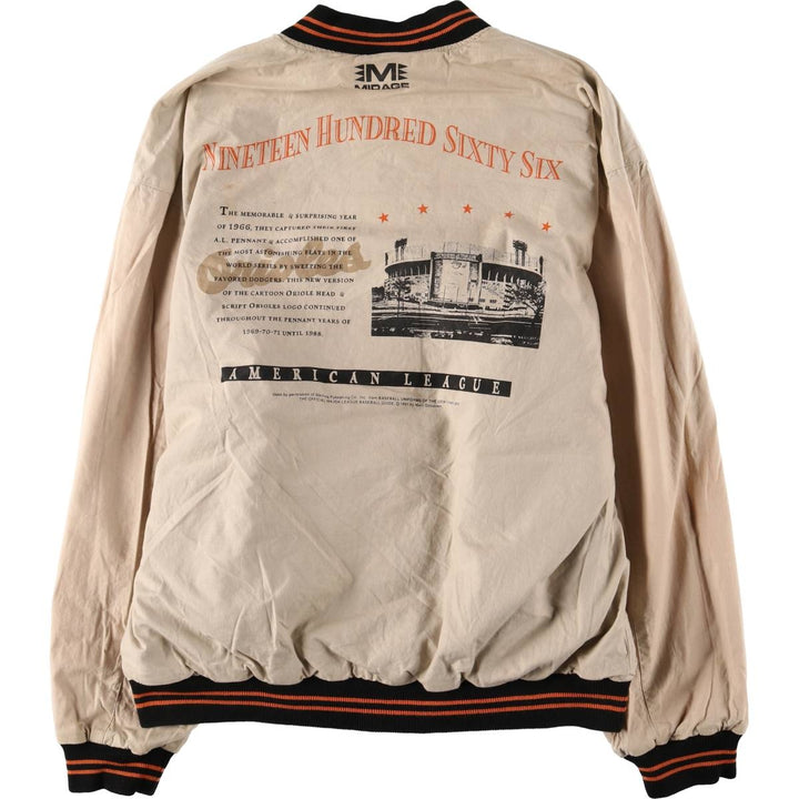 MIRAGE MLB Baltimore Orioles Stars and Stripes Stripe Ramie and Cotton Blouson, Men's, Size XL, Vintage Lamy black type Vintage Second Hand