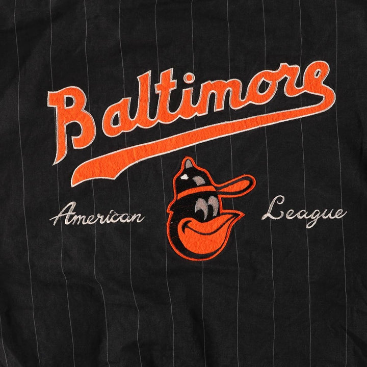 MIRAGE MLB Baltimore Orioles Stars and Stripes Stripe Ramie and Cotton Blouson, Men's, Size XL, Vintage Lamy black type Vintage Second Hand
