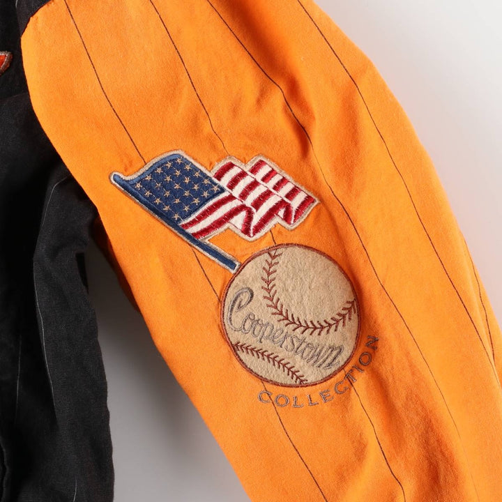 MIRAGE MLB Baltimore Orioles Stars and Stripes Stripe Ramie and Cotton Blouson, Men's, Size XL, Vintage Lamy black type Vintage Second Hand